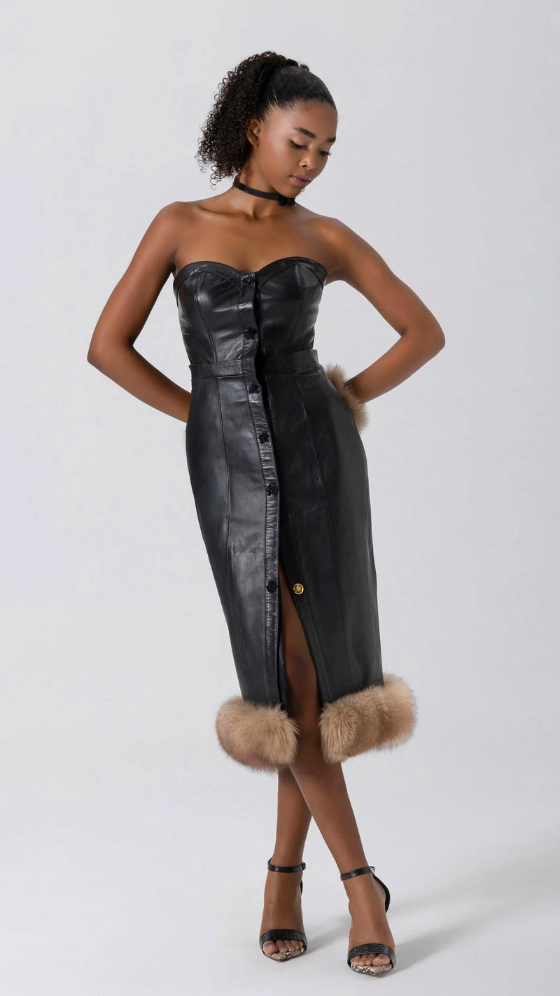 ERIKA Leather Midi Dress | Kerimé Ataker