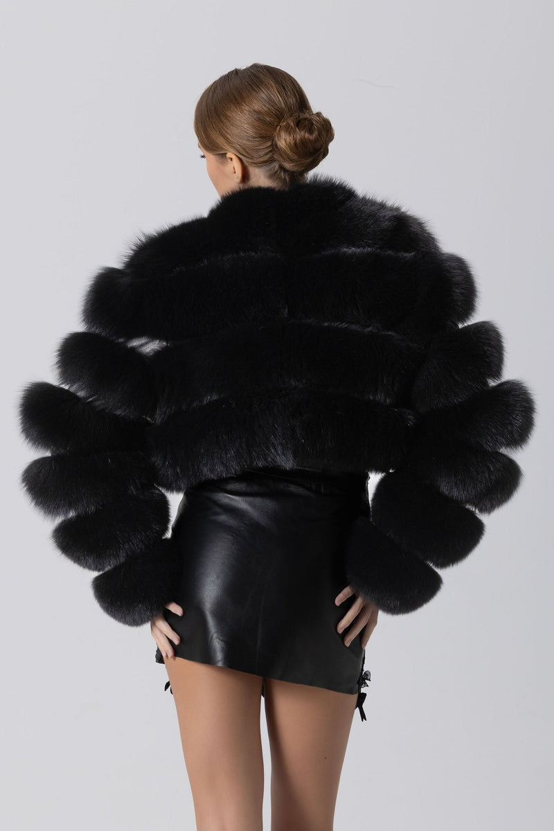 ELLERIE: Luxury Fox Fur Crop Jacket for Timeless Elegance