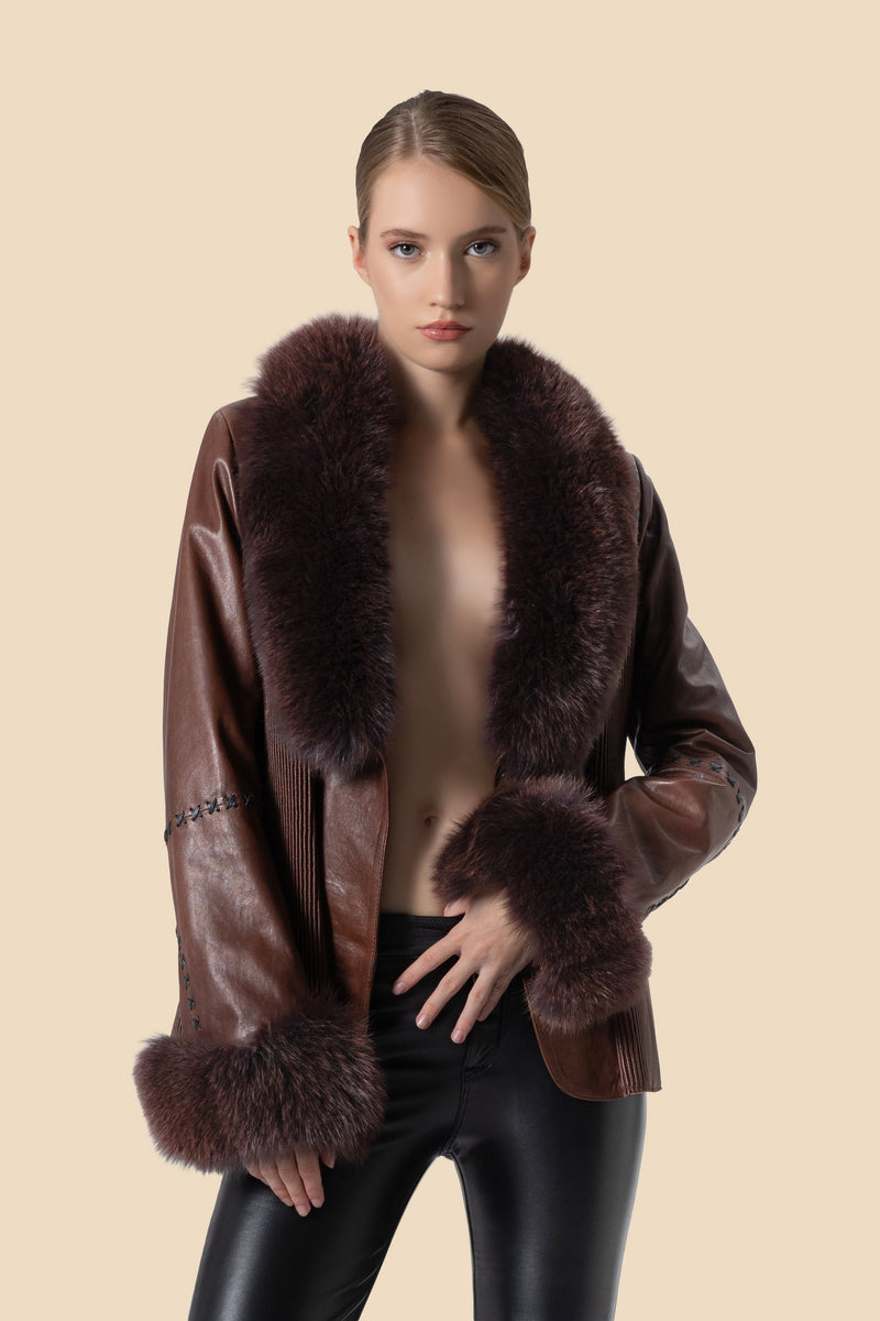 SEMA leather jacket with fur collar by Kerimé Ataker