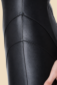 Black paneled lamb leather midi dress by Kerime Ataker, product image 2