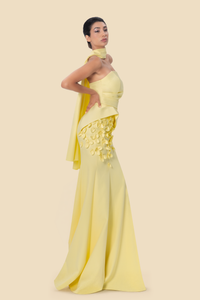 3D Flower Strapless Gown by Kerime Ataker – detail 2