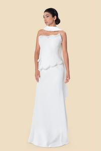 White strapless pearl and crystal mermaid gown by Kerime Ataker, product image 1