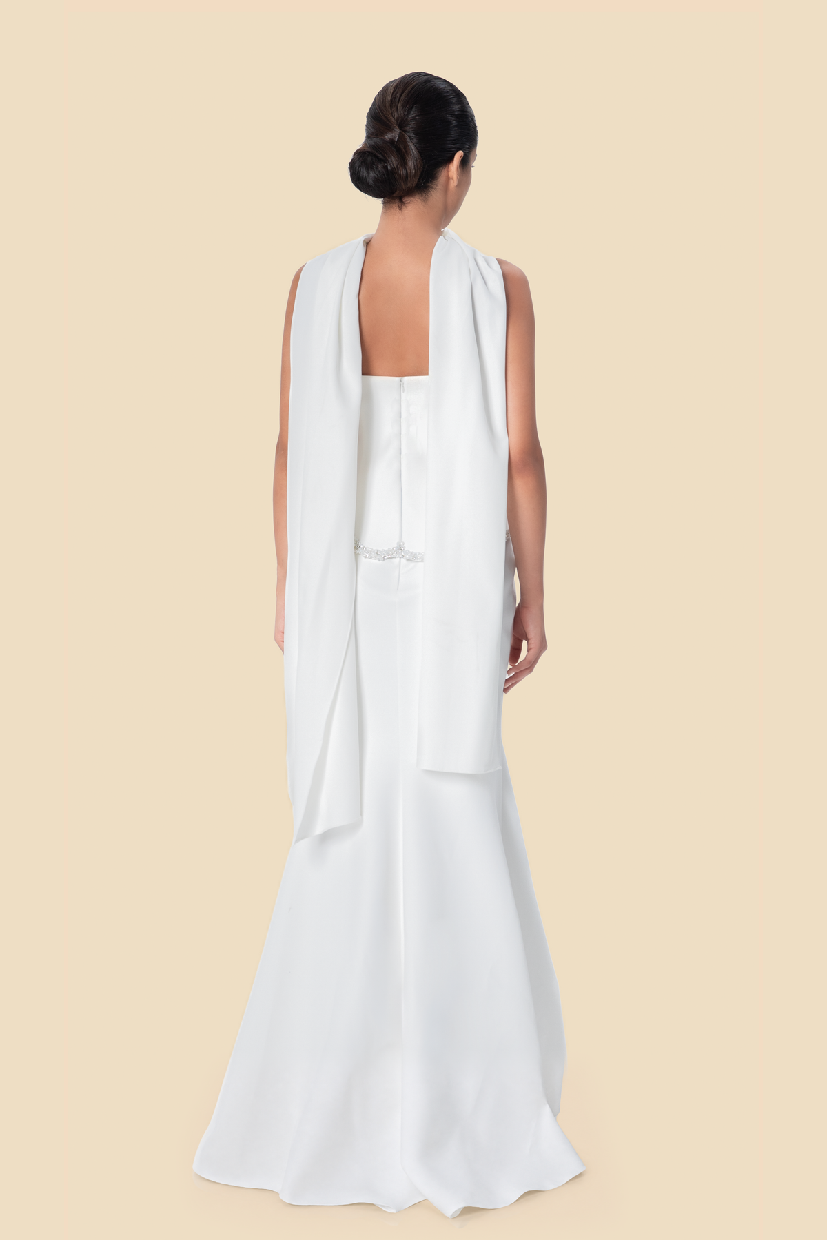 White strapless pearl and crystal mermaid gown by Kerime Ataker, product image 5