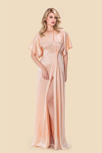 Salmon Silk Gown by Kerime Ataker – detail 2