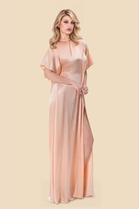 Salmon Silk Gown by Kerime Ataker – detail 5