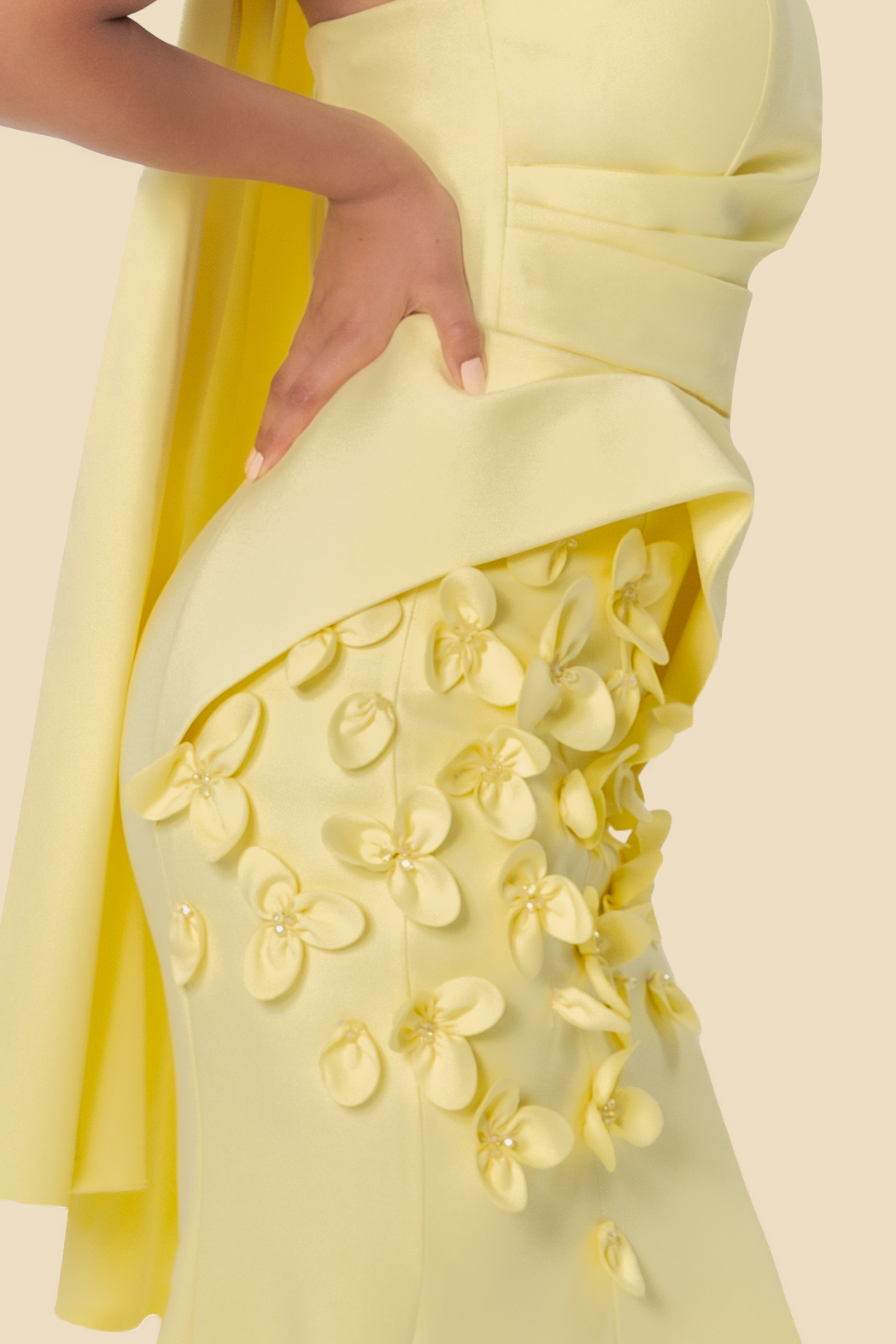 3D Flower Strapless Gown by Kerime Ataker – detail 5