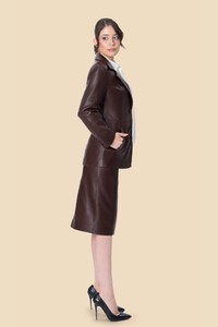 Long Leather Blazer by Kerime Ataker – detail 3