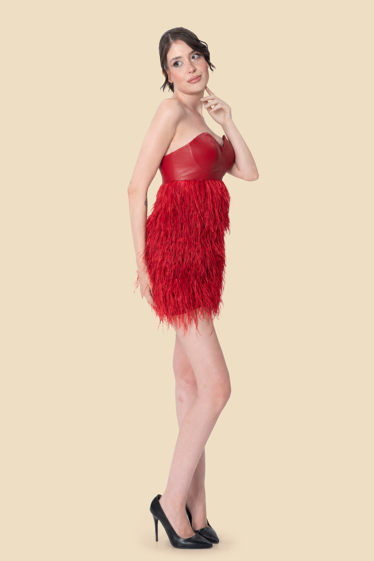 Feather Mini Dress by Kerime Ataker – detail 3