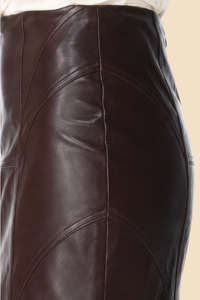 Brown lamb leather pencil skirt by Kerime Ataker, product image 3