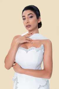 White strapless pearl and crystal mermaid gown by Kerime Ataker, product image 2