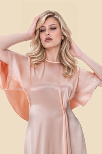 Salmon Silk Gown by Kerime Ataker – detail 3