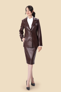 Long Leather Blazer by Kerime Ataker