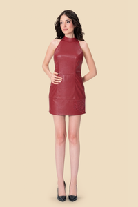 Embroidery Leather Mini Dress by Kerime Ataker