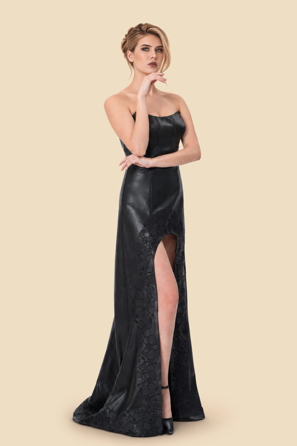 Leather High-Low Gown by Kerime Ataker – detail 2