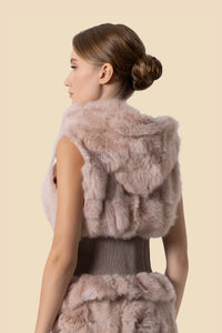 ELAYZA hooded rabbit fur vest by Kerime Ataker