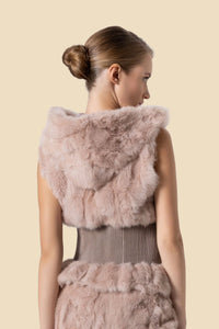 ELAYZA hooded rabbit fur vest by Kerime Ataker