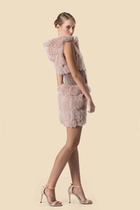 ELAYZA hooded rabbit fur vest by Kerime Ataker