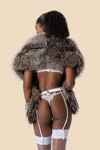 KEZIA Argente rabbit fur wrap by Kerime Ataker