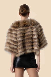 MAY cropped raccoon fur and leather jacket by Kerime Ataker