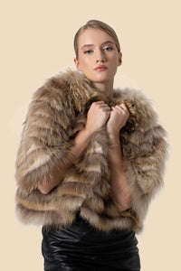 MAY cropped raccoon fur and leather jacket by Kerime Ataker