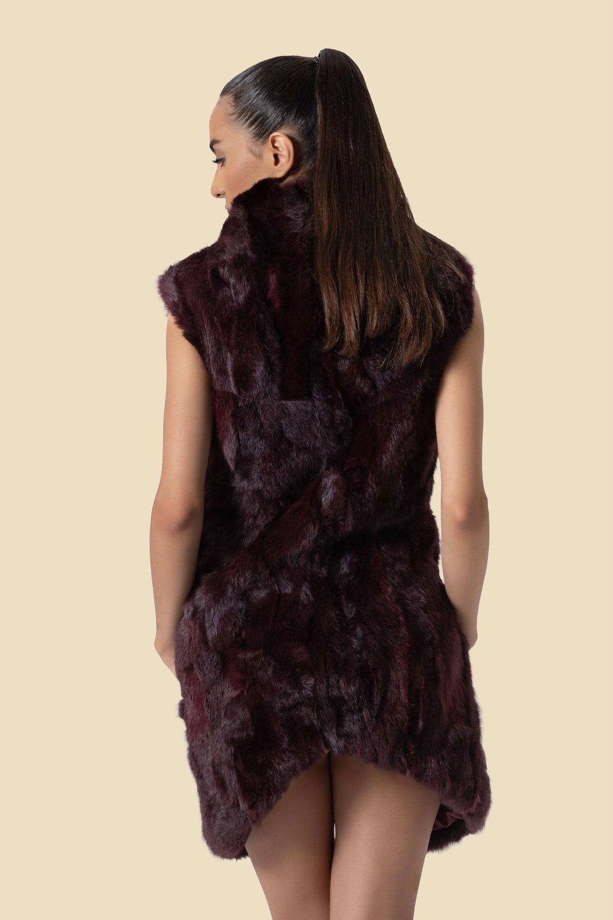 HELENA rabbit fur high-low vest by Kerime Ataker