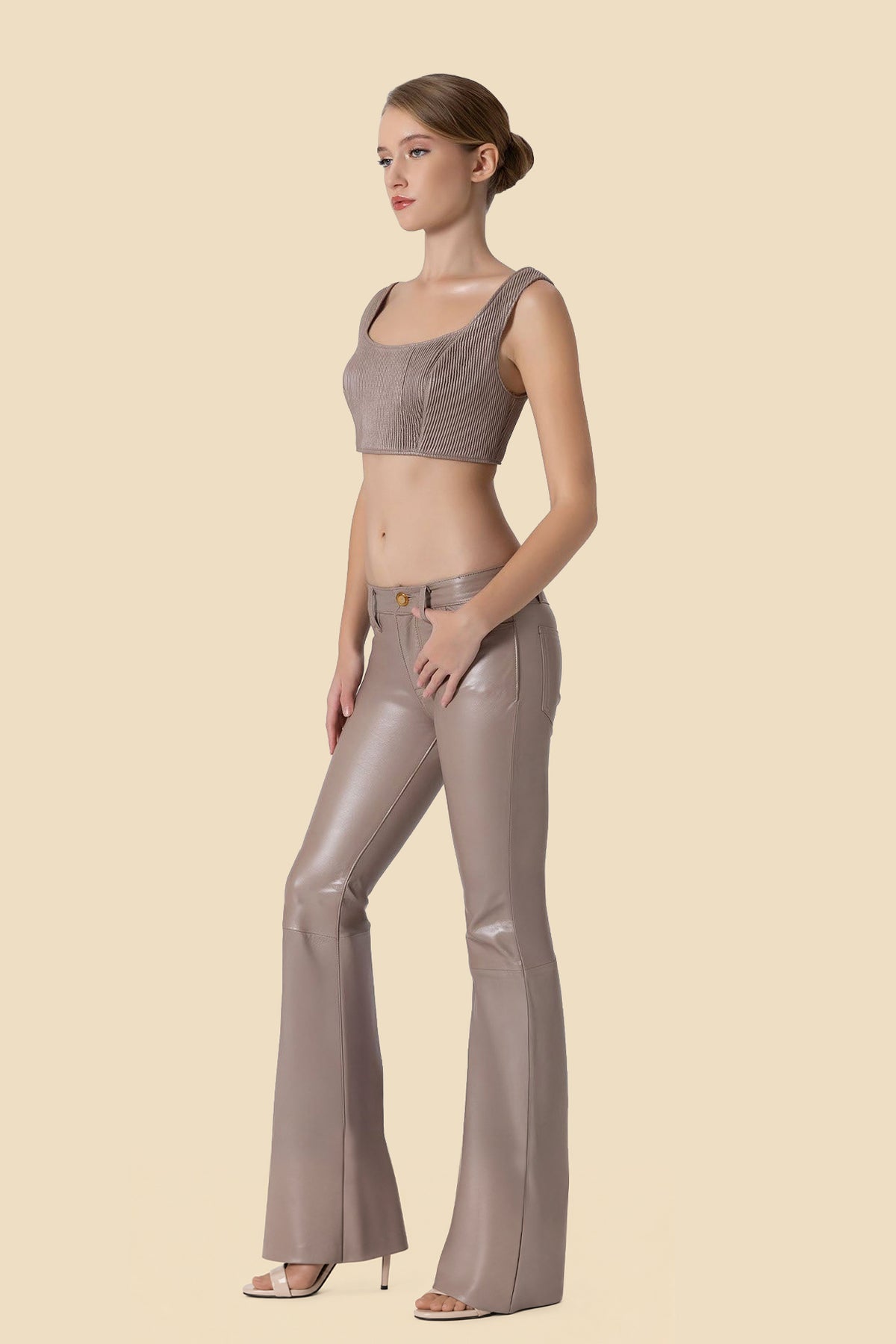 BIANKA women's straight-leg leather pants by Kerime Ataker